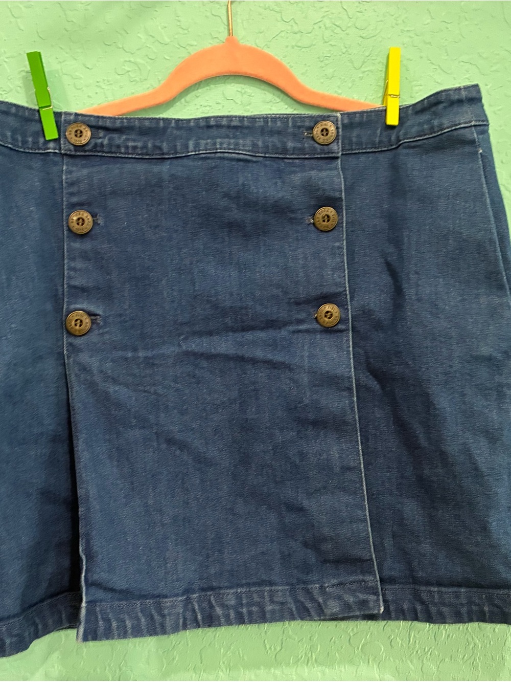 Brooks brothers Denim Button-Front Mini Skirt 14 stretch cotton schoolgirl